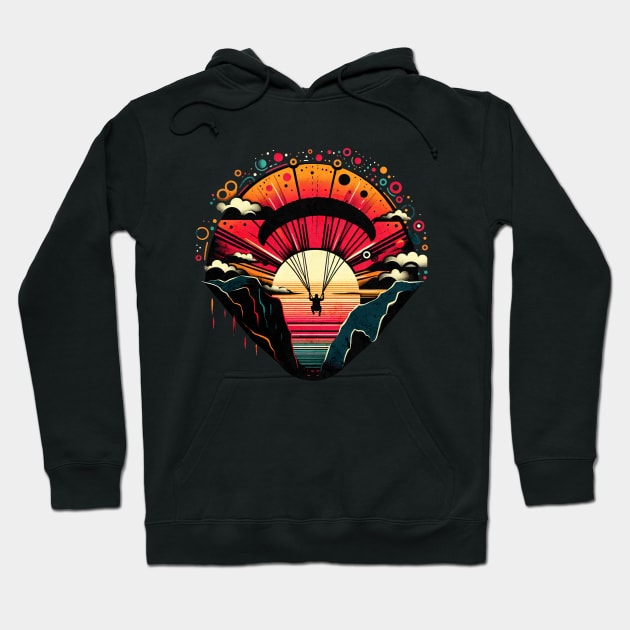 Retro Vintage Paragliding Design Hoodie by Miami Neon Designs